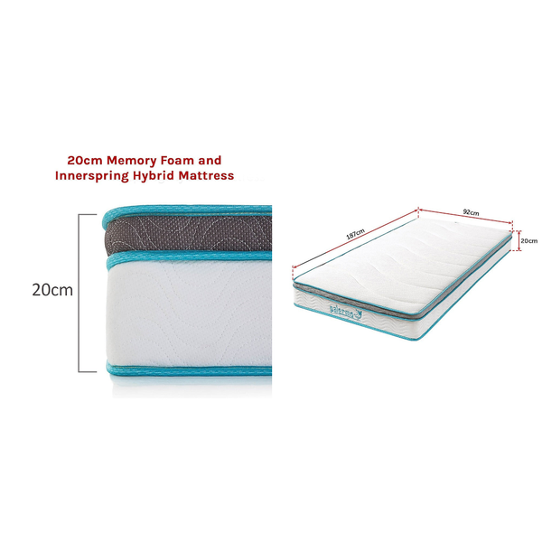 Palermo Single 20Cm Memory Foam And Innerspring Hybrid Mattress Mattresses