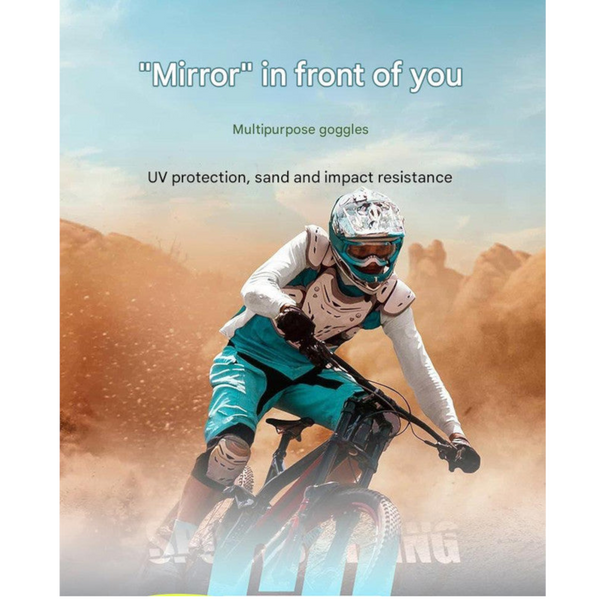 Panoramic Outdoor Sports Goggles Uv Protection Windproof Anti Fog & Impact Resistant(Cyan Green Frame + Film) Sunglasses Goggles