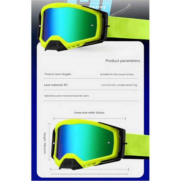 Panoramic Outdoor Sports Goggles Uv Protection Windproof Anti Fog & Impact Resistant(Cyan Green Frame + Film) Sunglasses Goggles