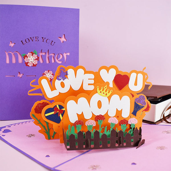 Paper Flower Happy Mothers Day Pop Up Card 3D Cut Out Word Greeting Greeting Cards & Invitations