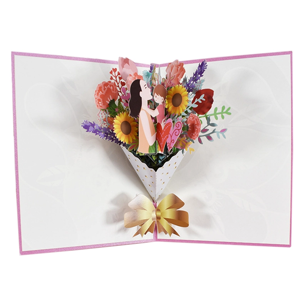 Paper Flower Happy Mothers Day Pop Up Card 3D Cut Out Word Greeting Greeting Cards & Invitations