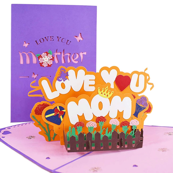 Paper Flower Happy Mothers Day Pop Up Card 3D Cut Out Word Greeting Greeting Cards & Invitations