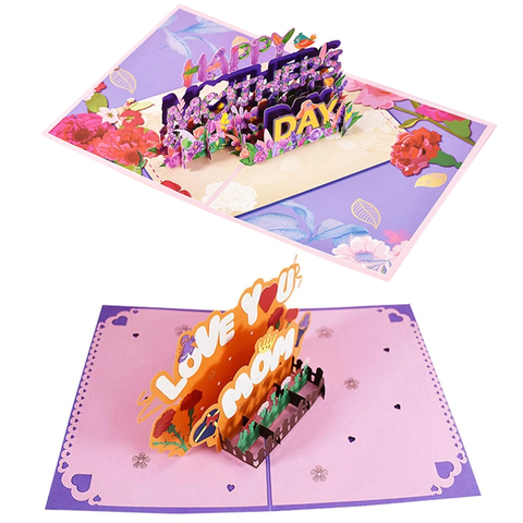 Paper Flower Happy Mothers Day Pop Up Card 3D Cut Out Word Greeting Greeting Cards & Invitations