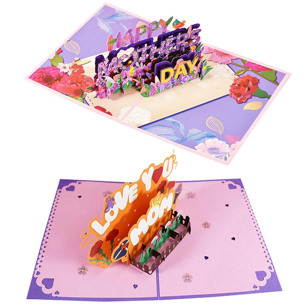 Paper Flower Happy Mothers Day Pop Up Card 3D Cut Out Word Greeting Greeting Cards & Invitations