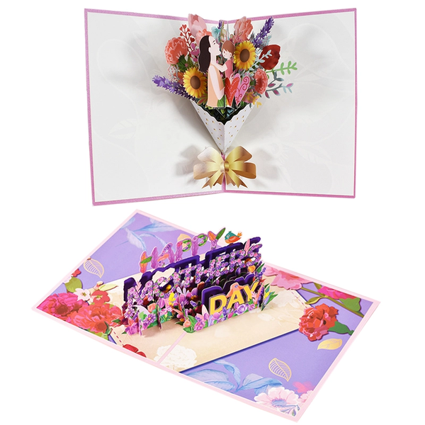 Paper Flower Happy Mothers Day Pop Up Card 3D Cut Out Word Greeting Greeting Cards & Invitations