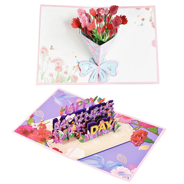 Paper Flower Happy Mothers Day Pop Up Card 3D Cut Out Word Greeting Greeting Cards & Invitations