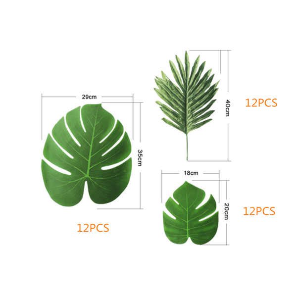 Party Decorations Artificial Palm Monstera Leaves Hibiscus Flowers Floral Décor