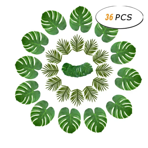 Party Decorations Artificial Palm Monstera Leaves Hibiscus Flowers Floral Décor