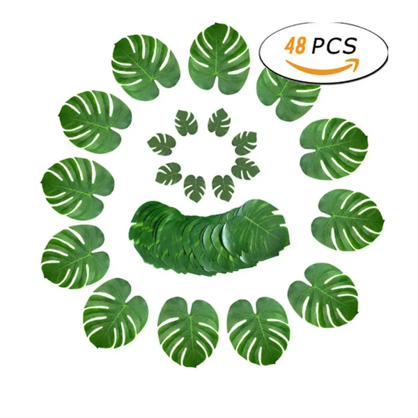 Party Decorations Artificial Palm Monstera Leaves Hibiscus Flowers Floral Décor
