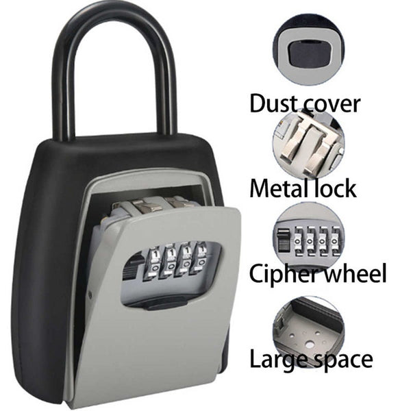 Password Key Box Four Digit Lock Padlock Type Storage Grey