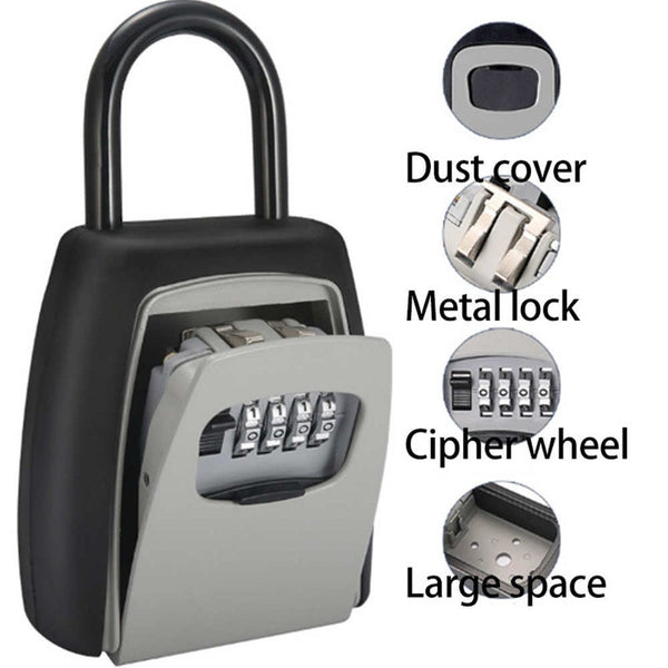 Password Key Box Four Digit Lock Padlock Type Storage Grey Key Safes Boxes & Hideaways