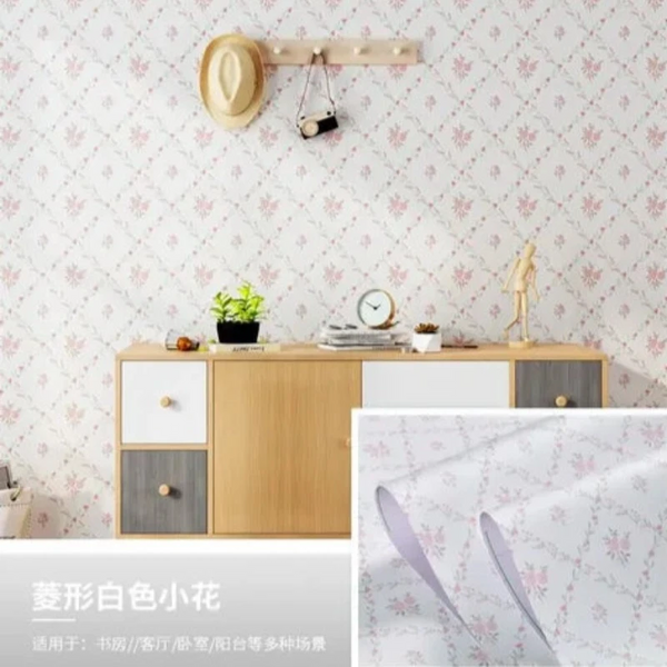 Pastoral Flower Self Adhesive Wallpaper Waterproof Wipeable Stickers Wall Stickers