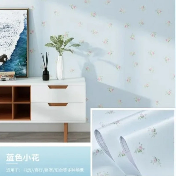 Pastoral Flower Self Adhesive Wallpaper Waterproof Wipeable Stickers Wall Stickers