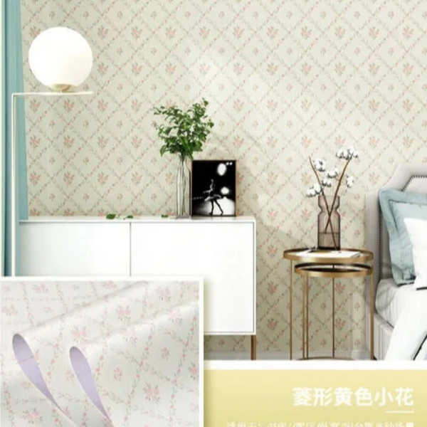 Pastoral Flower Self Adhesive Wallpaper Waterproof Wipeable Stickers Wall Stickers