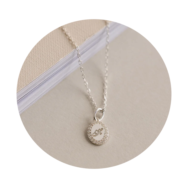 Custom Engraved Pave Oval Initial Necklace Vintage Diamond Pendant Jewelry Necklaces & Pendants