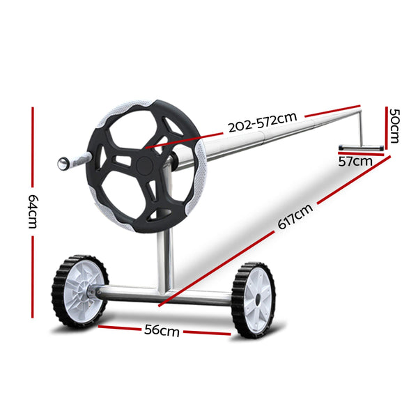 Aquabuddy Pool Cover 6.5X3m 400 Micron Silver Swimming Solar Blanket 5.5M Roller Pool Covers