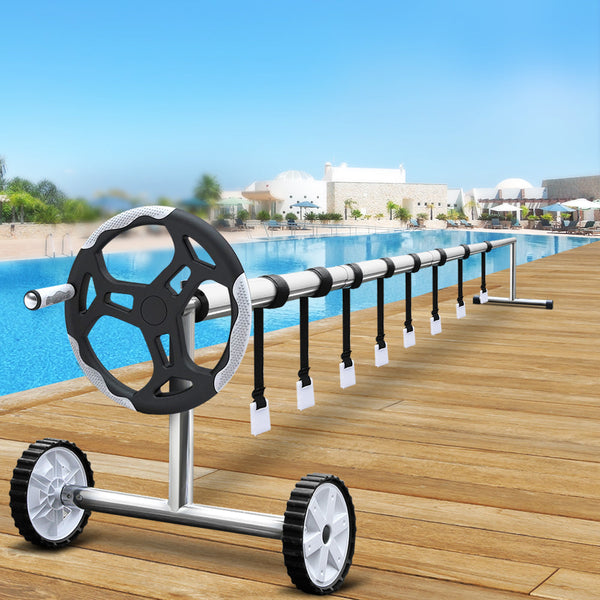 Aquabuddy Pool Cover 6.5X3m 400 Micron Silver Swimming Solar Blanket 5.5M Roller Pool Covers