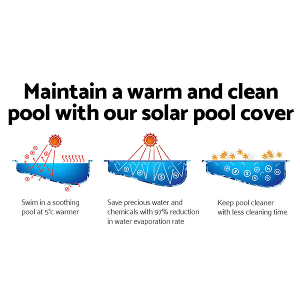 Aquabuddy Pool Cover 500 Micron 8X4.2M Swimming Solar Blanket Blue Pool Covers