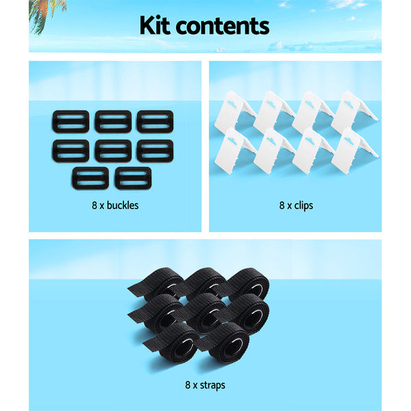 Aquabuddy Pool Cover Roller Attachment Straps Kit 8Pcs For Swimming Solar