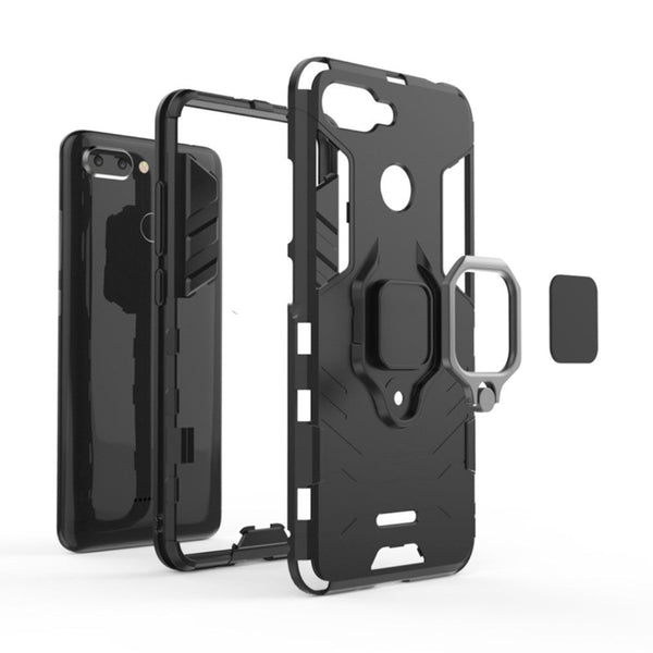 Pc Tpu Shockproof Protective Case For Xiaomi Redmi 6 With Magnetic Ring Holderblack