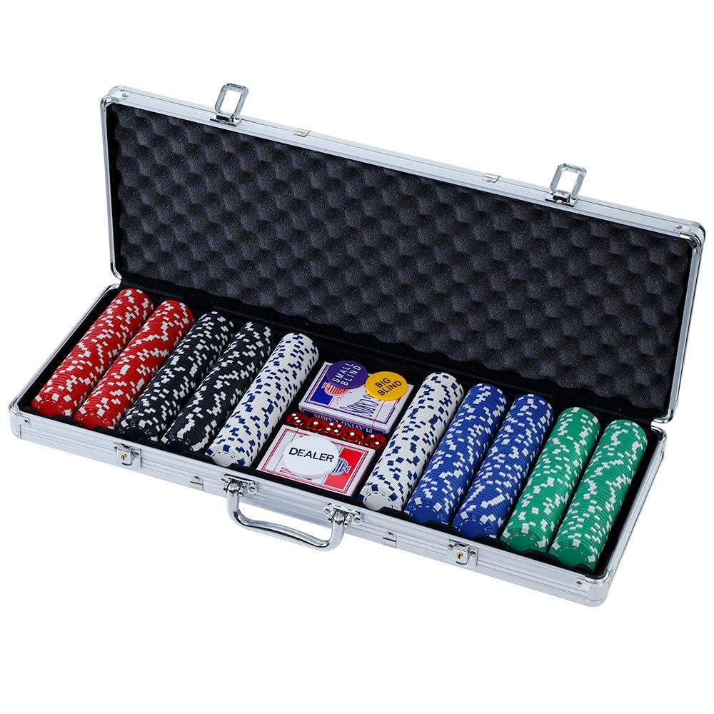 Poker Chip Set 500Pc Chips Texas Hold'em Casino Gambling Dice Cards Poker Chips