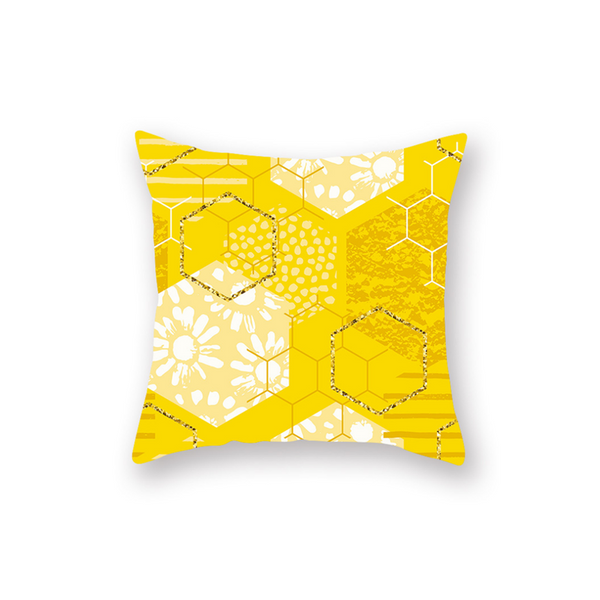 4Pcs Yellow Geometric Pattern Pillowcase Sofa Cushion 45X45cm Cushions & Decorative Pillows
