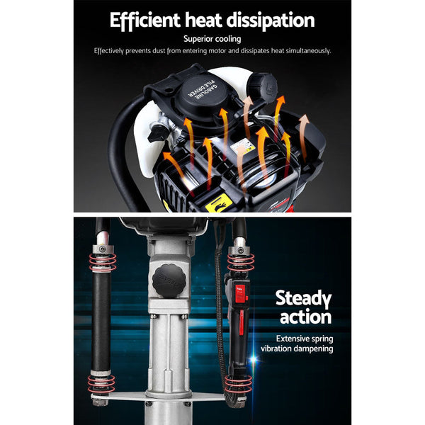 Giantz 4 Stroke Petrol Post Driver Rammer Power Pile Hole Farm Fence Post Hole Diggers & Augers