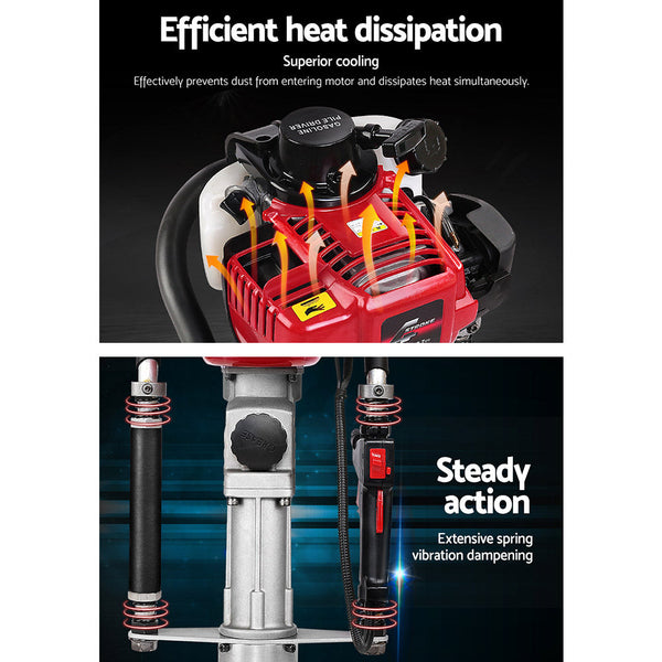 Giantz 4 Stroke Petrol Post Driver Power Pile Hole Picket Rammer Fence Post Hole Diggers & Augers