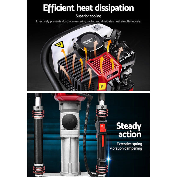 Giantz 55Cc Petrol Post Pile Hole Driver 2 Stroke Power Picket Rammer Post Hole Diggers & Augers