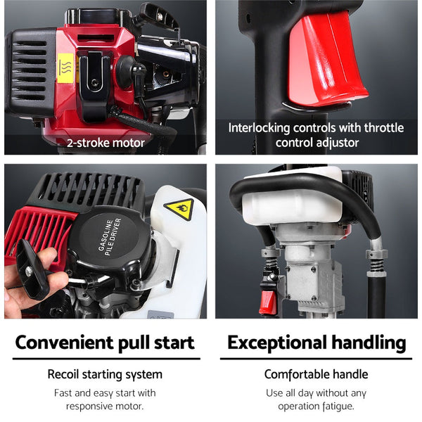 Giantz 55Cc Petrol Post Pile Hole Driver 2 Stroke Power Picket Rammer Post Hole Diggers & Augers