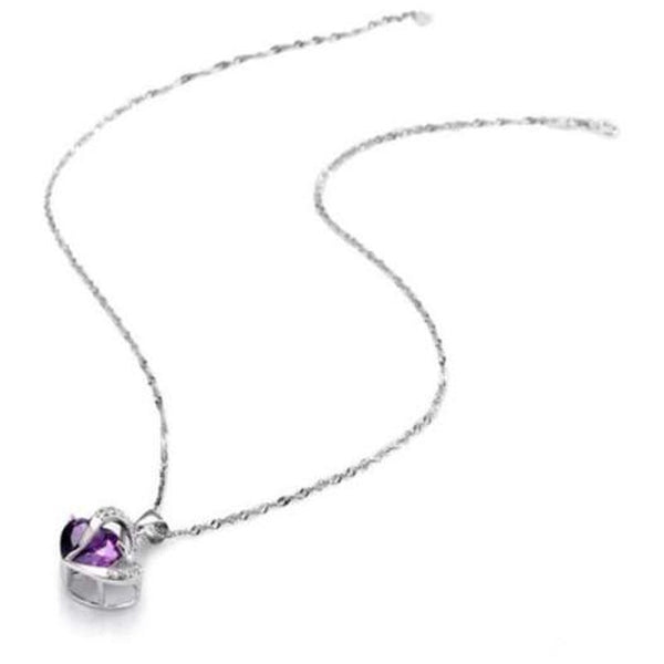 Veile Studios Peach Heart Drilling Pendant Water Chain Crystal Necklace Purple Necklaces & Pendants