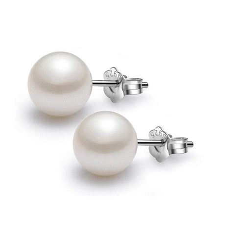 Veile Studios Pearl Round White Simulated Shell Earrings
