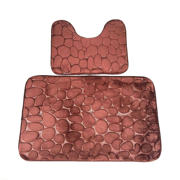 Pebbles Bath Mat Set Bathroom Square Shaped And U Non Slip Floor Mats Bath Mats Rugs & Toilet Covers