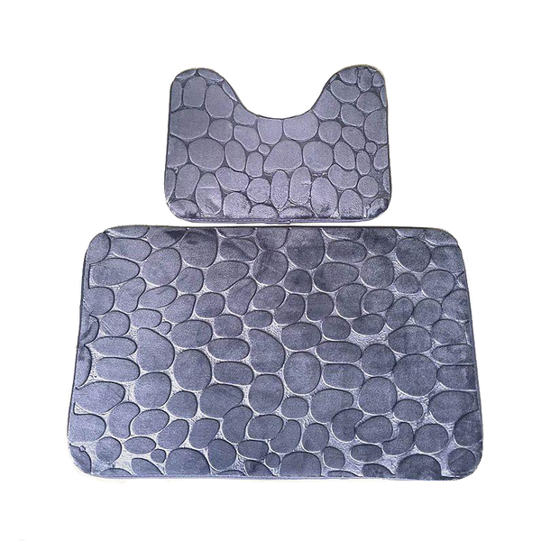 Pebbles Bath Mat Set Bathroom Square Shaped And U Non Slip Floor Mats Bath Mats Rugs & Toilet Covers
