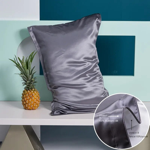 Pillowcase 50X75cm Dark Gray Pure Real Silk For Comfortable Home Bed Use Pillow Cases