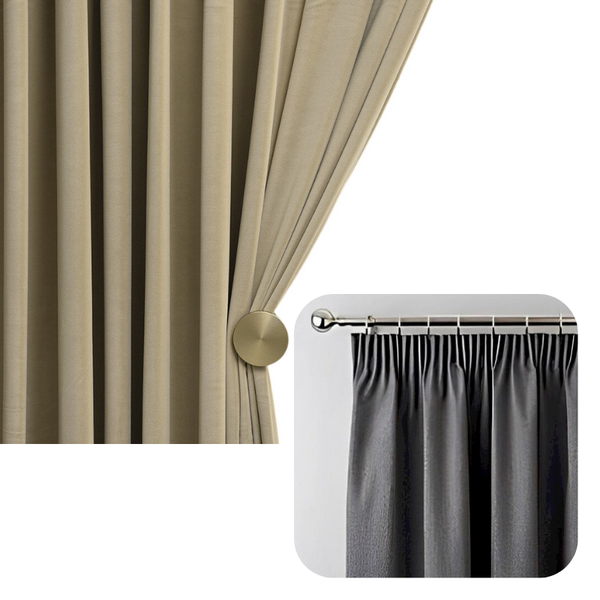 100Cm Khaki High Quality Modern Velvet Blackout Curtains For Living Room Bedroom Dining Curtains & Drapes