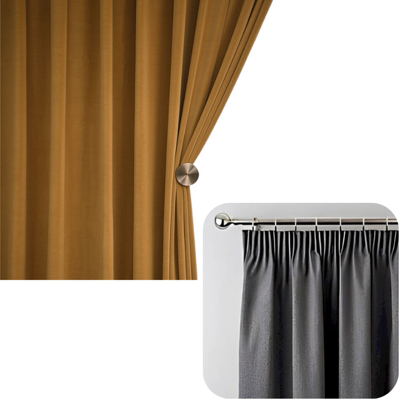 100Cm Mustard High Quality Modern Velvet Blackout Curtains For Living Room Bedroom Dining Curtains & Drapes