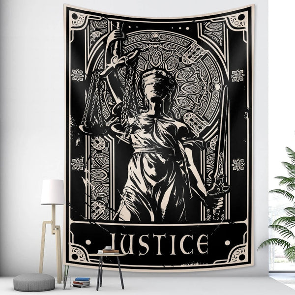 Tapestry Black Justice Statue 150X100 Cm Bohemian Decor Art Sheets Tapestries