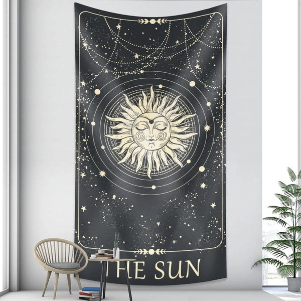 Tapestry Gray Sun 95X70 Cm Tarot Card Psychedelic Scene Art Bohemian Decoration Tapestries