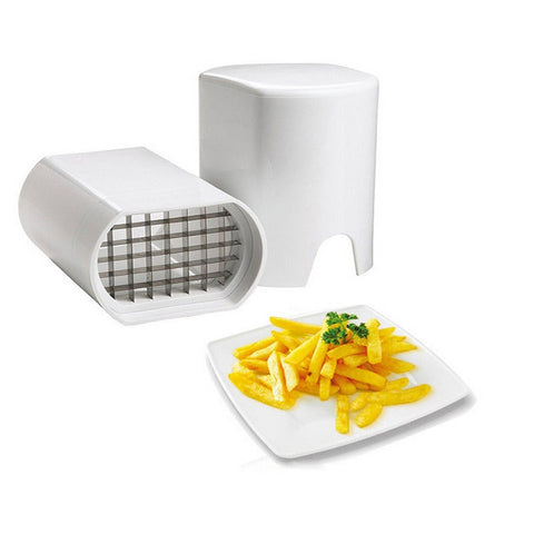 Perfect Fries One Step Natural French Fry Cutter Vegetable Fruit Durable Potato Food Slicer Dicer Chopper Stainless Steel White