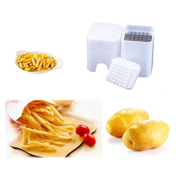 Perfect Fries One Step Natural French Fry Cutter Vegetable Fruit Durable Potato Food Slicer Dicer Chopper Stainless Steel White Peelers & Slicers