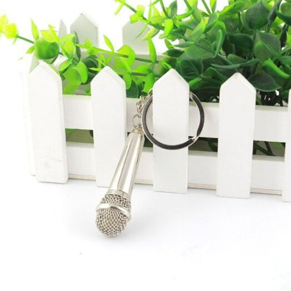 Personality Microphone Key Ring Silver