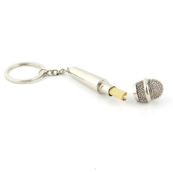 Personality Microphone Key Ring Silver