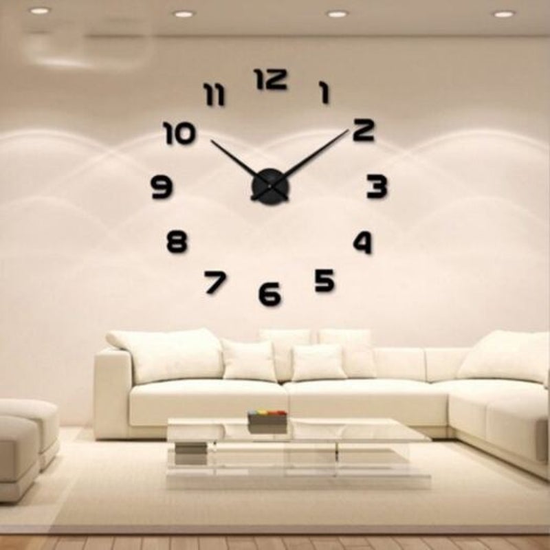 Personalized Big Wall Clock Acrylic Mirror Modern Decoration Black Wall Clocks