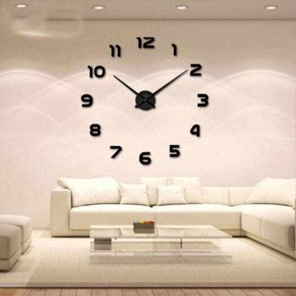 Personalized Big Wall Clock Acrylic Mirror Modern Home Decoration Black
