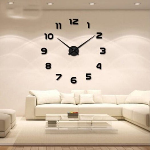 Personalized Big Wall Clock Acrylic Mirror Modern Decoration Black Wall Clocks