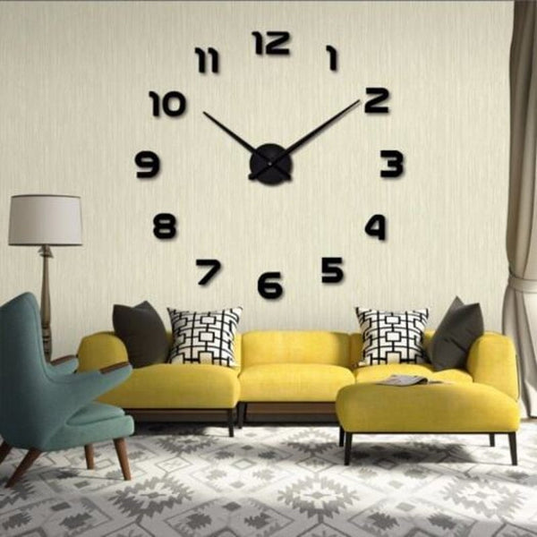 Personalized Big Wall Clock Acrylic Mirror Modern Decoration Black Wall Clocks