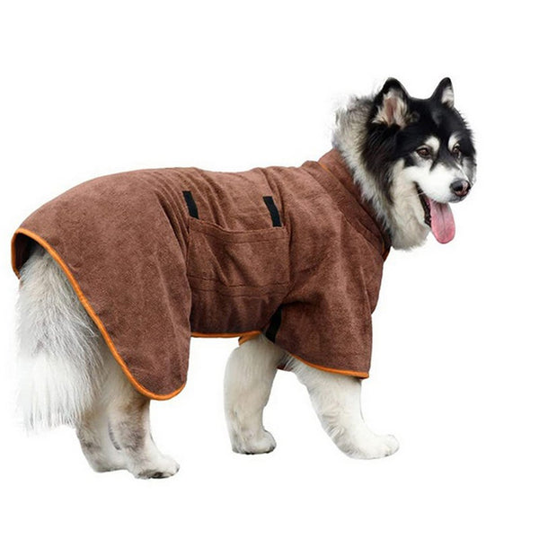 Pet Bathrobe Clothes Dog Drying Coat Soft Absorbent Towel Winter Risk Sick Wet Dog Grooming
