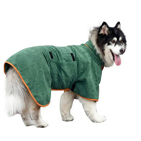 Pet Bathrobe Clothes Dog Drying Coat Soft Absorbent Towel Winter Risk Sick Wet Dog Grooming