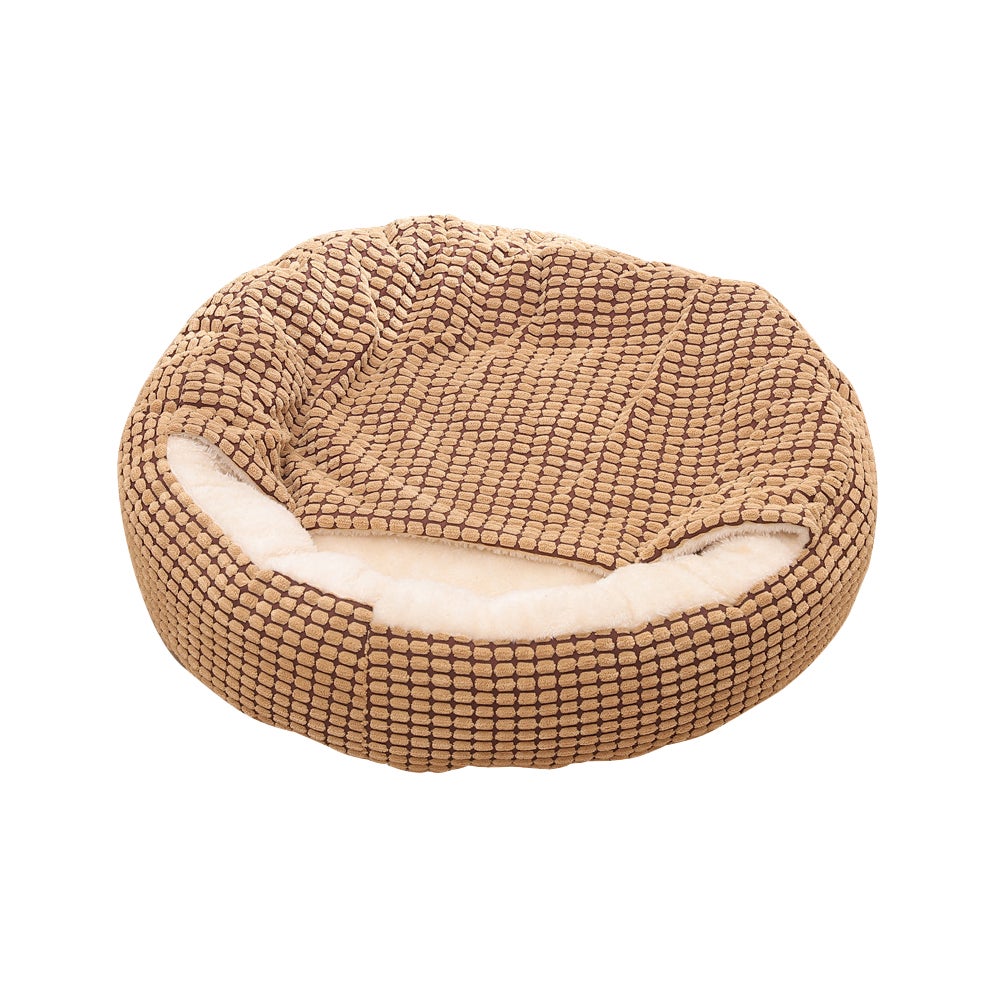 Pet Bed Attached Blanket Hooded Calming Cushioned Cave Small Breed Pet Beds